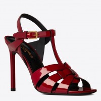 Saint Laurent Tribute Sandals 105 In Red Patent Leather Saint Laurent Tribute Sandals 105 In Red Patent Leather