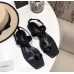 Saint Laurent Cassandra Flat Sandals In Black Calfskin Saint Laurent Cassandra Flat Sandals In Black Calfskin