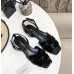 Saint Laurent Tribute Flat Sandals In Black Patent Leather Saint Laurent Tribute Flat Sandals In Black Patent Leather