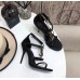 Saint Laurent Cassandra 100 Sandals In Black Calfskin Saint Laurent Cassandra 100 Sandals In Black Calfskin