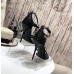 Saint Laurent Cassandra 100 Sandals In Black Calfskin Saint Laurent Cassandra 100 Sandals In Black Calfskin