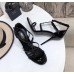 Saint Laurent Cassandra 100 Sandals In Black Patent Leather Saint Laurent Cassandra 100 Sandals In Black Patent Leather