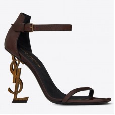 Saint Laurent Opyum 110 Sandals In Burgundy Calfskin