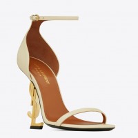 Saint Laurent Opyum 110 White Sandals with Gold YSL Heel Saint Laurent Opyum 110 White Sandals with Gold YSL Heel