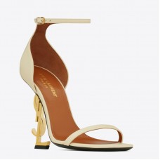 Saint Laurent Opyum 110 White Sandals with Gold YSL Heel Saint Laurent Opyum 110 White Sandals with Gold YSL Heel