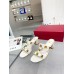 Valentino Roman Stud Slide Sandals 60mm In White Calfskin