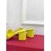 Valentino VLogo Cut-out Slide Sandals 60mm in Yellow Leather