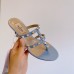Valentino Rockstud Flip Flop Sandals 50mm In Blue Calfskin Valentino Rockstud Flip Flop Sandals 50mm In Blue Calfskin