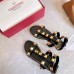 Valentino Roman Stud Flat Sandals In Black Calfskin Valentino Roman Stud Flat Sandals In Black Calfskin
