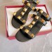 Valentino Roman Stud Flat Sandals In Black Calfskin Valentino Roman Stud Flat Sandals In Black Calfskin
