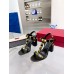 Valentino Roman Stud Sandals 90mm In Black Calfskin