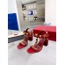 Valentino Roman Stud Sandals 90mm In Red Calfskin