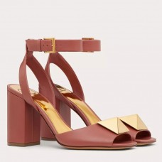 Valentino One Stud Sandals 90mm In Brown Calfskin Valentino One Stud Sandals 90mm In Brown Calfskin