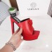 Versace La Medusa Platform Mules In Red Calfskin Versace La Medusa Platform Mules In Red Calfskin
