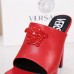 Versace La Medusa Platform Mules In Red Calfskin Versace La Medusa Platform Mules In Red Calfskin