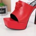 Versace La Medusa Platform Mules In Red Calfskin Versace La Medusa Platform Mules In Red Calfskin