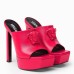 Versace La Medusa Platform Mules In Red Calfskin Versace La Medusa Platform Mules In Red Calfskin