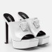 Versace La Medusa Platform Mules In White Calfskin Versace La Medusa Platform Mules In White Calfskin