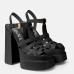 Versace La Medusa Platform Sandals In Black Calfskin Versace La Medusa Platform Sandals In Black Calfskin