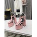 Versace La Medusa Platform Sandals In Pink Calfskin Versace La Medusa Platform Sandals In Pink Calfskin