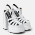 Versace La Medusa Platform Sandals In White Calfskin Versace La Medusa Platform Sandals In White Calfskin