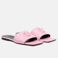 Versace La Medusa Slides In Pink Calfskin Versace La Medusa Slides In Pink Calfskin