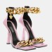 Versace Medusa Chain Sandals 110mm In Pink Leather Versace Medusa Chain Sandals 110mm In Pink Leather