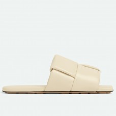 Bottega Veneta Patch Flat Slides In White Lambskin Bottega Veneta Patch Flat Slides In White Lambskin