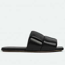 Bottega Veneta Patch Flat Slides In Black Lambskin Bottega Veneta Patch Flat Slides In Black Lambskin
