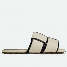 Bottega Veneta Patch Flat Slides In Canvas Bottega Veneta Patch Flat Slides In Canvas