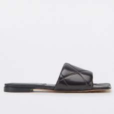 Bottega Veneta Rubber Lido Slides In Black Lambskin Bottega Veneta Rubber Lido Slides In Black Lambskin