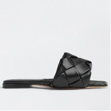 Bottega Veneta Lido Slides In Black Intreccio Lambskin Bottega Veneta Lido Slides In Black Intreccio Lambskin