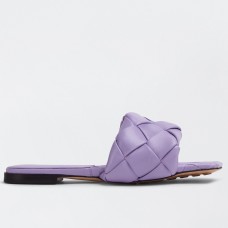 Bottega Veneta Lido Slides In Lavender Intreccio Lambskin Bottega Veneta Lido Slides In Lavender Intreccio Lambskin
