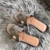 Hermes Oran Slide Sandals In Grey Ostrich Leather Hermes Oran Slide Sandals In Grey Ostrich Leather