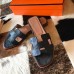 Hermes Oran Slide Sandals In Black Ostrich Leather Hermes Oran Slide Sandals In Black Ostrich Leather