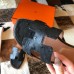 Hermes Oran Slide Sandals In Black Ostrich Leather Hermes Oran Slide Sandals In Black Ostrich Leather