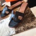 Hermes Oran Slide Sandals In Black Ostrich Leather Hermes Oran Slide Sandals In Black Ostrich Leather