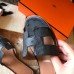 Hermes Oran Slide Sandals In Black Ostrich Leather Hermes Oran Slide Sandals In Black Ostrich Leather