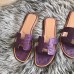 Hermes Oran Slide Sandals In Purple Ostrich Leather Hermes Oran Slide Sandals In Purple Ostrich Leather