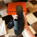 Hermes Oran Slide Sandals In Black Epsom Calfskin Hermes Oran Slide Sandals In Black Epsom Calfskin