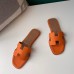 Hermes Oran Slide Sandals In Orange Epsom Calfskin Hermes Oran Slide Sandals In Orange Epsom Calfskin