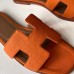Hermes Oran Slide Sandals In Orange Epsom Calfskin Hermes Oran Slide Sandals In Orange Epsom Calfskin