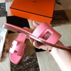Hermes Oran Slide Sandals In Pink Epsom Calfskin Hermes Oran Slide Sandals In Pink Epsom Calfskin