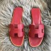 Hermes Oran Slide Sandals In Ruby Epsom Calfskin Hermes Oran Slide Sandals In Ruby Epsom Calfskin
