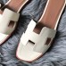 Hermes Oran Slide Sandals In White Epsom Calfskin Hermes Oran Slide Sandals In White Epsom Calfskin