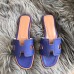 Hermes Oran Slide Sandals In Blue Epsom Perforated Calfskin Hermes Oran Slide Sandals In Blue Epsom Perforated Calfskin