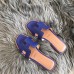 Hermes Oran Slide Sandals In Blue Epsom Perforated Calfskin Hermes Oran Slide Sandals In Blue Epsom Perforated Calfskin
