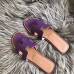 Hermes Oran Slide Sandals In Purple Epsom Perforated Calfskin