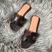 Hermes Oran Slide Sandals In Black Swift Perforated Calfskin Hermes Oran Slide Sandals In Black Swift Perforated Calfskin