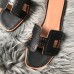 Hermes Oran Slide Sandals In Black Swift Perforated Calfskin Hermes Oran Slide Sandals In Black Swift Perforated Calfskin